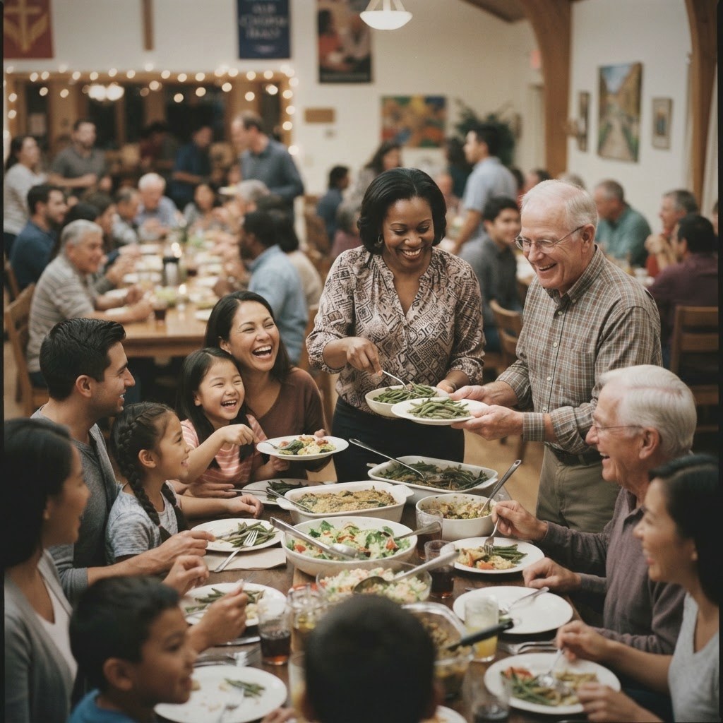 Christian community potluck gathering — Anglican Care fellowship