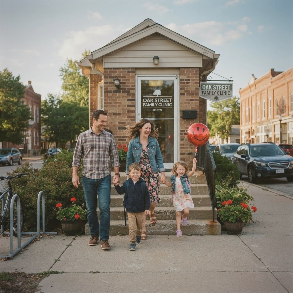 Family leaving doctor office — Anglican Care comparison