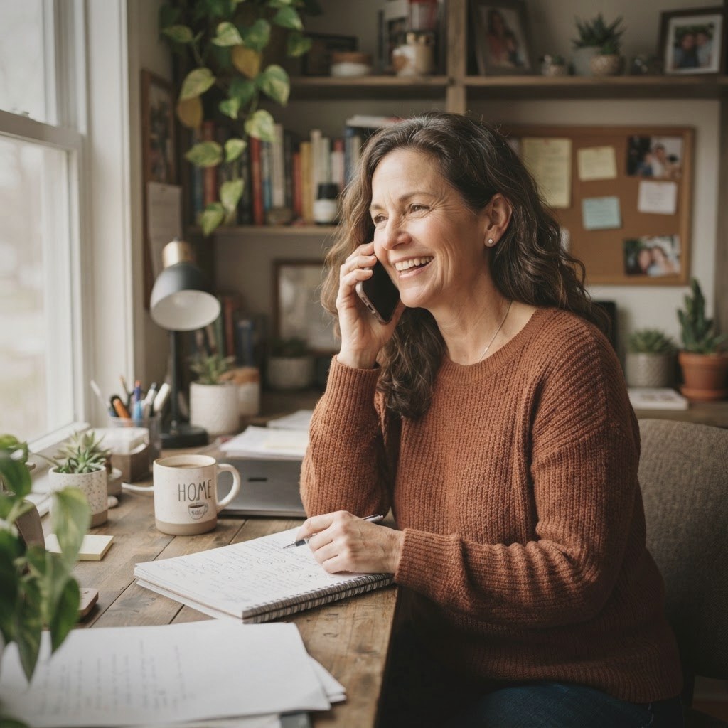 Caring support team member on phone — Anglican Care contact